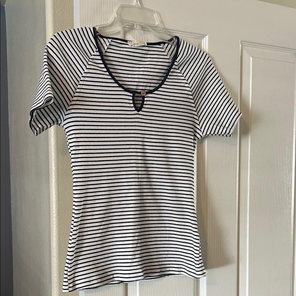 Doe & Rae Navy and White Striped Tee